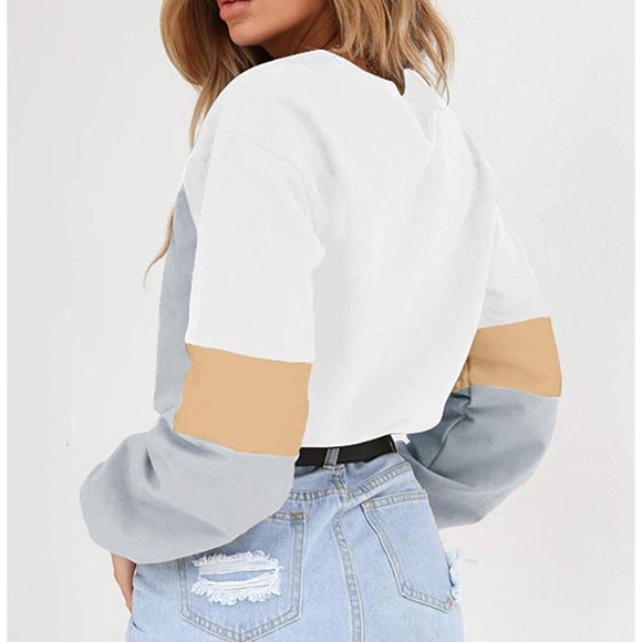 Drawstring Color Block Crop Pullover - Picture 2 of 3